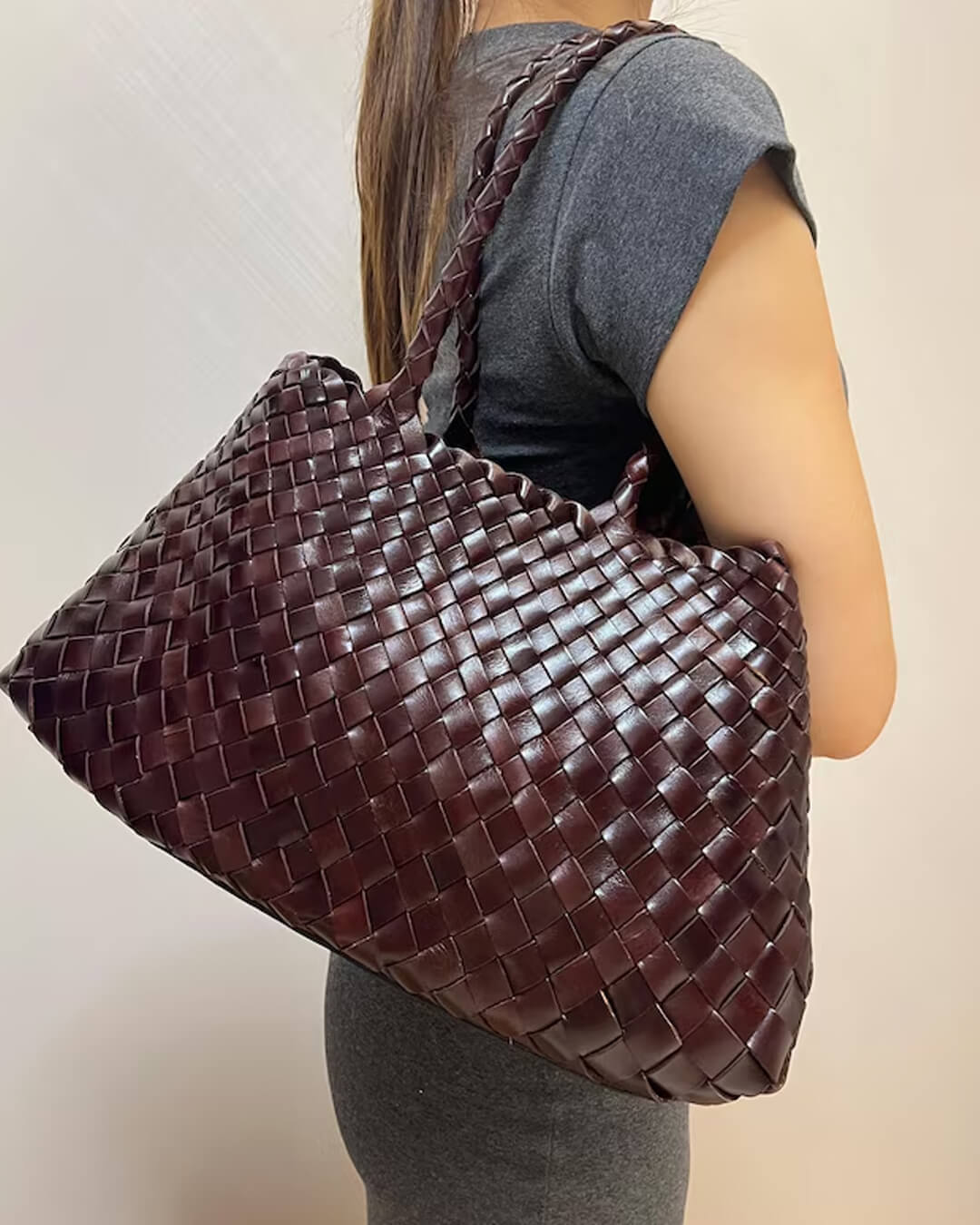 SOERA Marissa Vegan Leather Woven Bag Medium - Handbags - Soera-Marissa-Vegan-Leather-Woven-Bag-Medium-Handbag/White Creme Regular