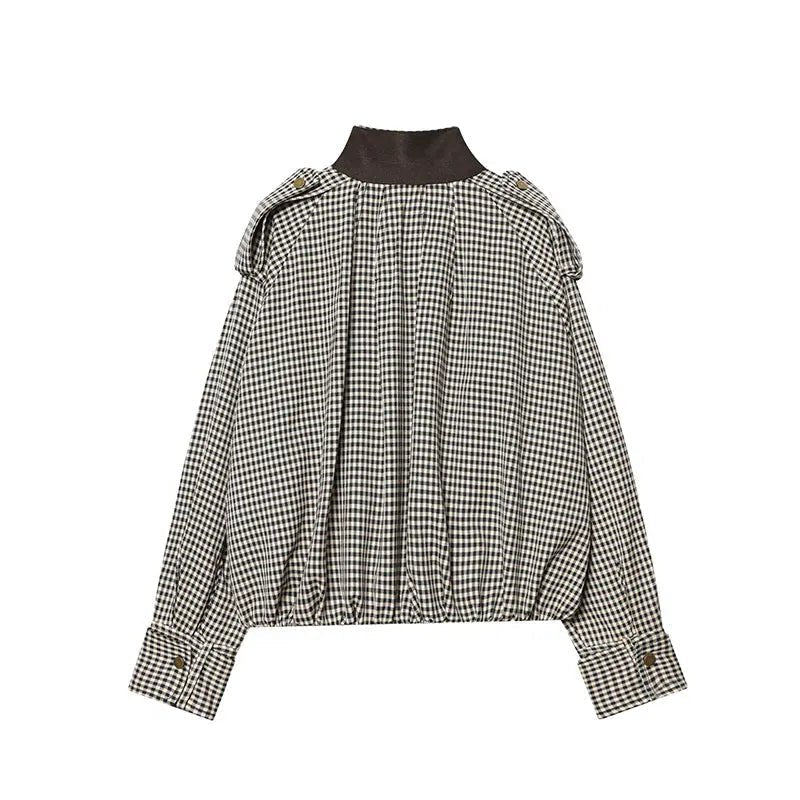 SOERA Emma High Neck Checked Bomber Jacket - Jacket - SOERA-331395-ONL-S-01219 S