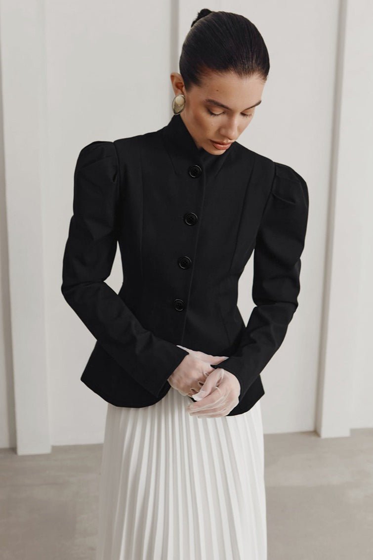 SOERA Aira Stand Collar Flared Blazer - Jackets - HO1770383550825792032 S