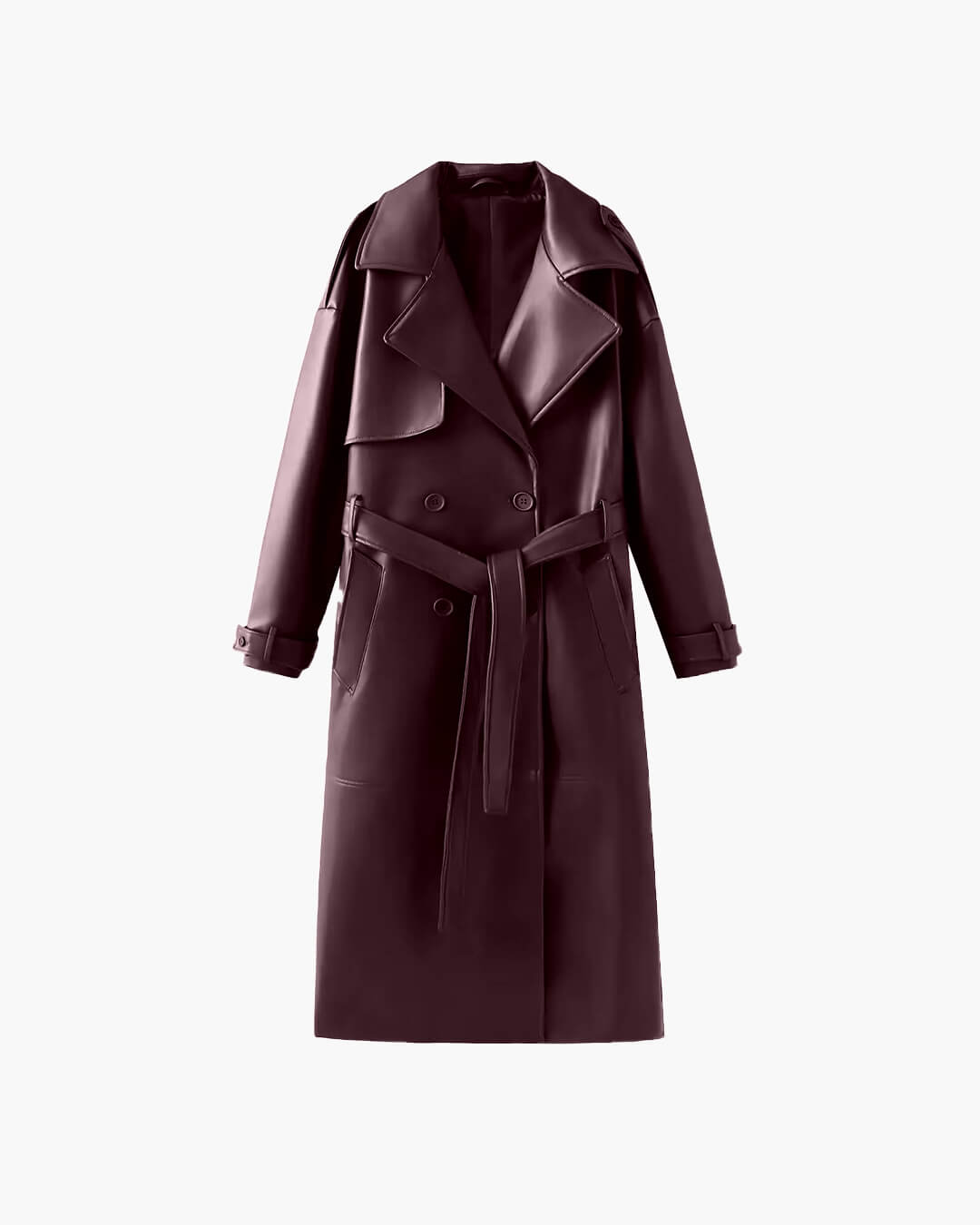 SOERA Cassy Faux Leather Maxi Trench Coat - Jackets - AV1764442362183661000 Burgundy L