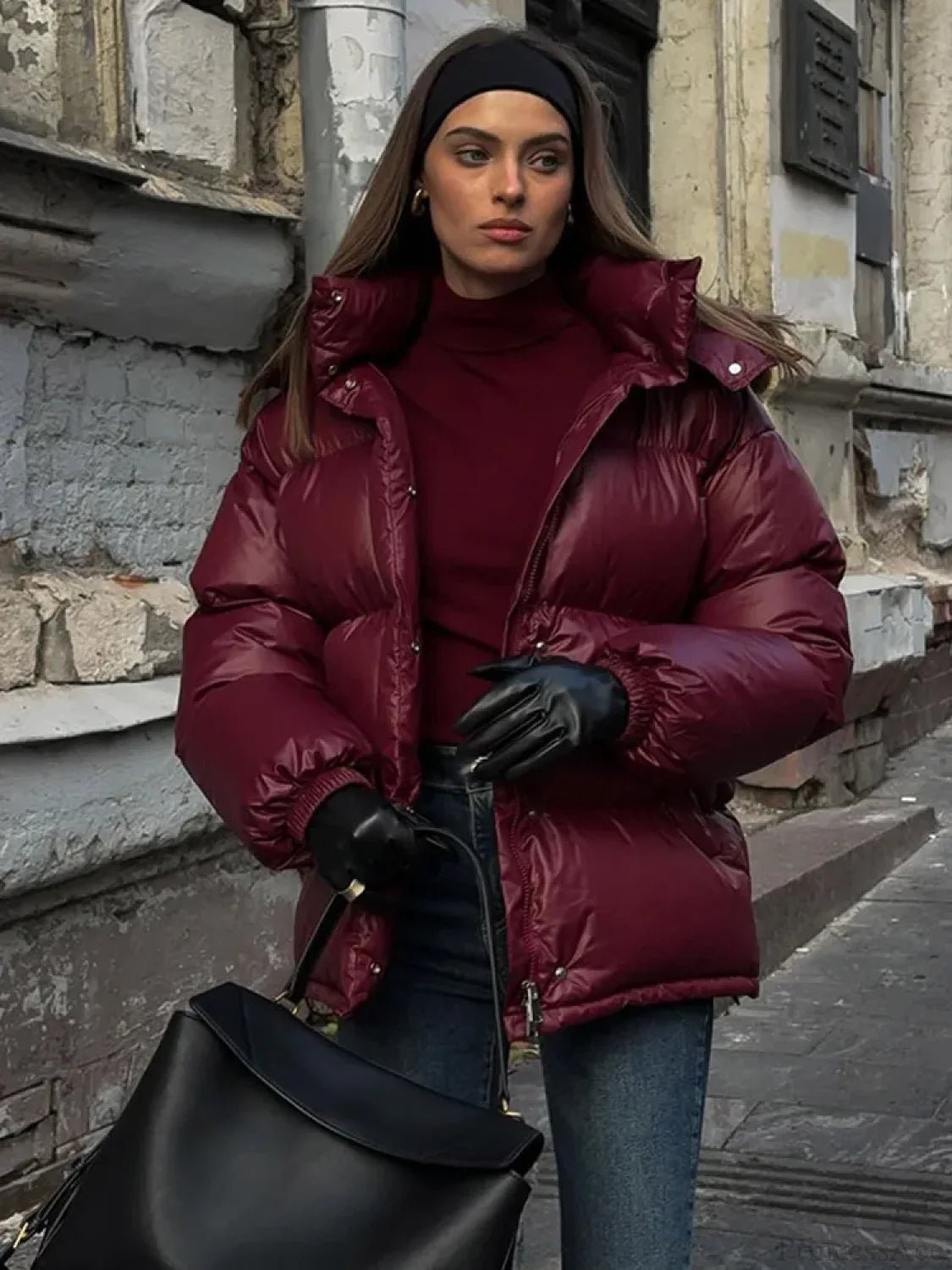 SOERA Eliza Hooded Padded Parka Coat - Jackets - WS1762345864131359911 Burgundy M
