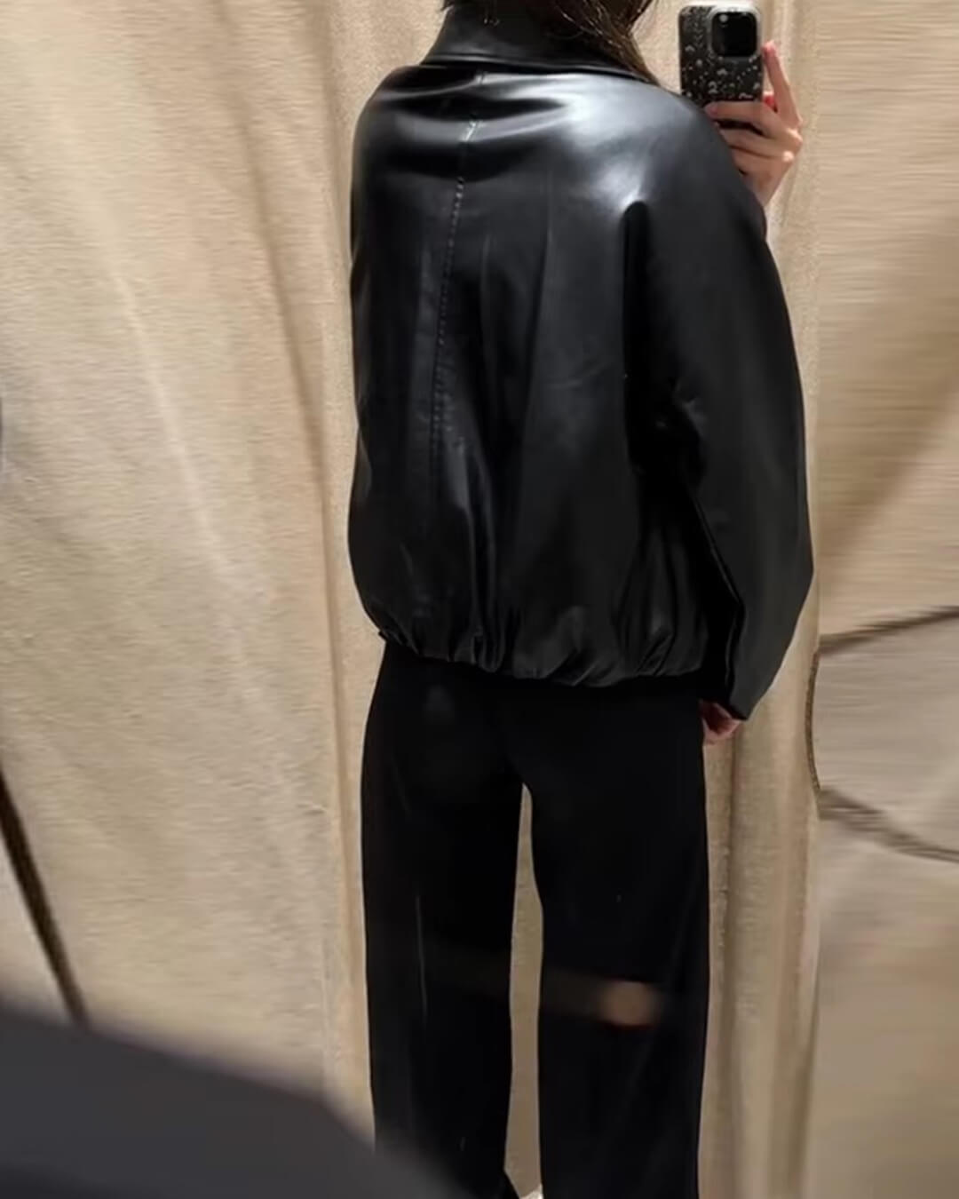 SOERA Jenny Faux Leather Bomber Jacket - Jackets - 1005009936813673-;Ef1765284569265313138 Black M