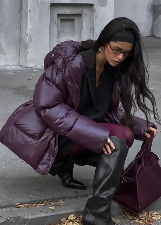 SOERA Jillian Glossy Puffer Jacket - Jackets - lV1762987849105236590 Burgundy S