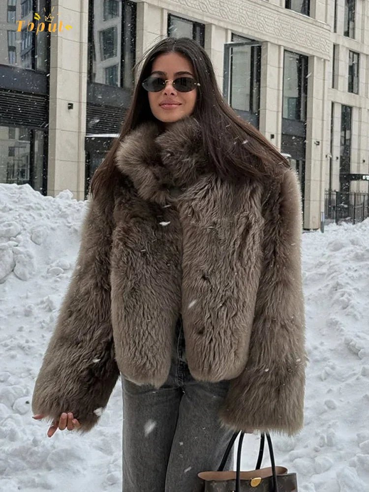 SOERA Thalia Faux Fur Coat - Jackets - 3256809489003240-;lp1765938875055052683 L Brown