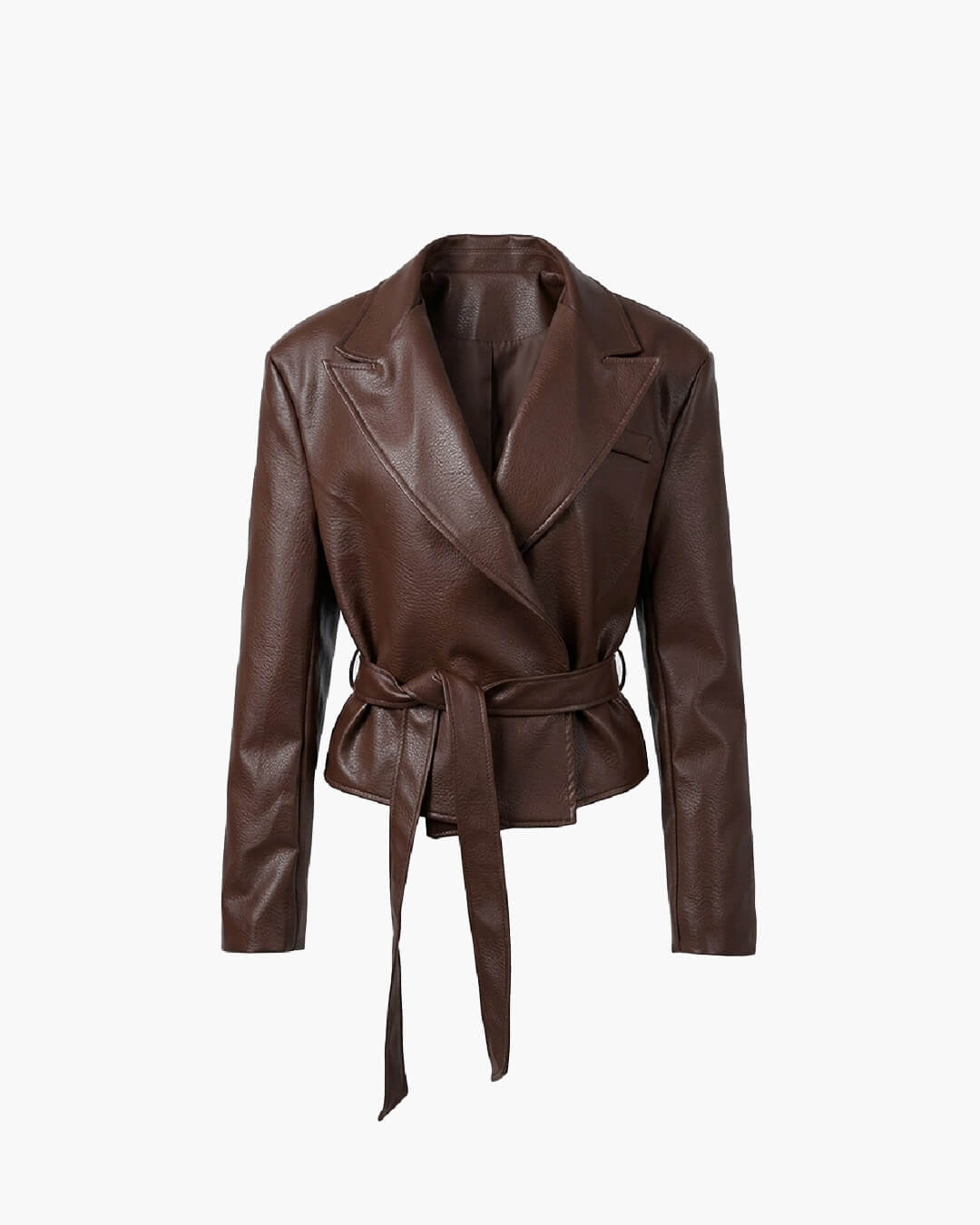 SOERA Valerie Lace-Up Faux Leather Blazer Jacket - Jackets - SOERA-625155-BRO-S-21507 Coffee S