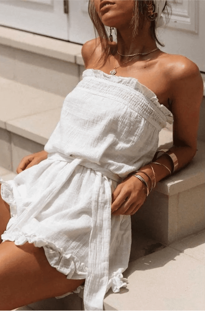 SOERA Beatrice Belted Tube Top Jumpsuit - Jumpsuits & Rompers -  Light Blue XS