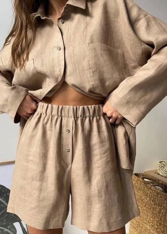 SOERA Beatrice Relaxed Linen Co - Ord Set - Matching Sets -  Brown L