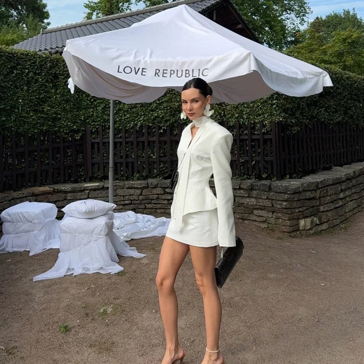 SOERA Lexie Cinched Waist Blazer Skirt Set - Matching Sets - 1005011529196695-;wZ1775063642936051553 White S