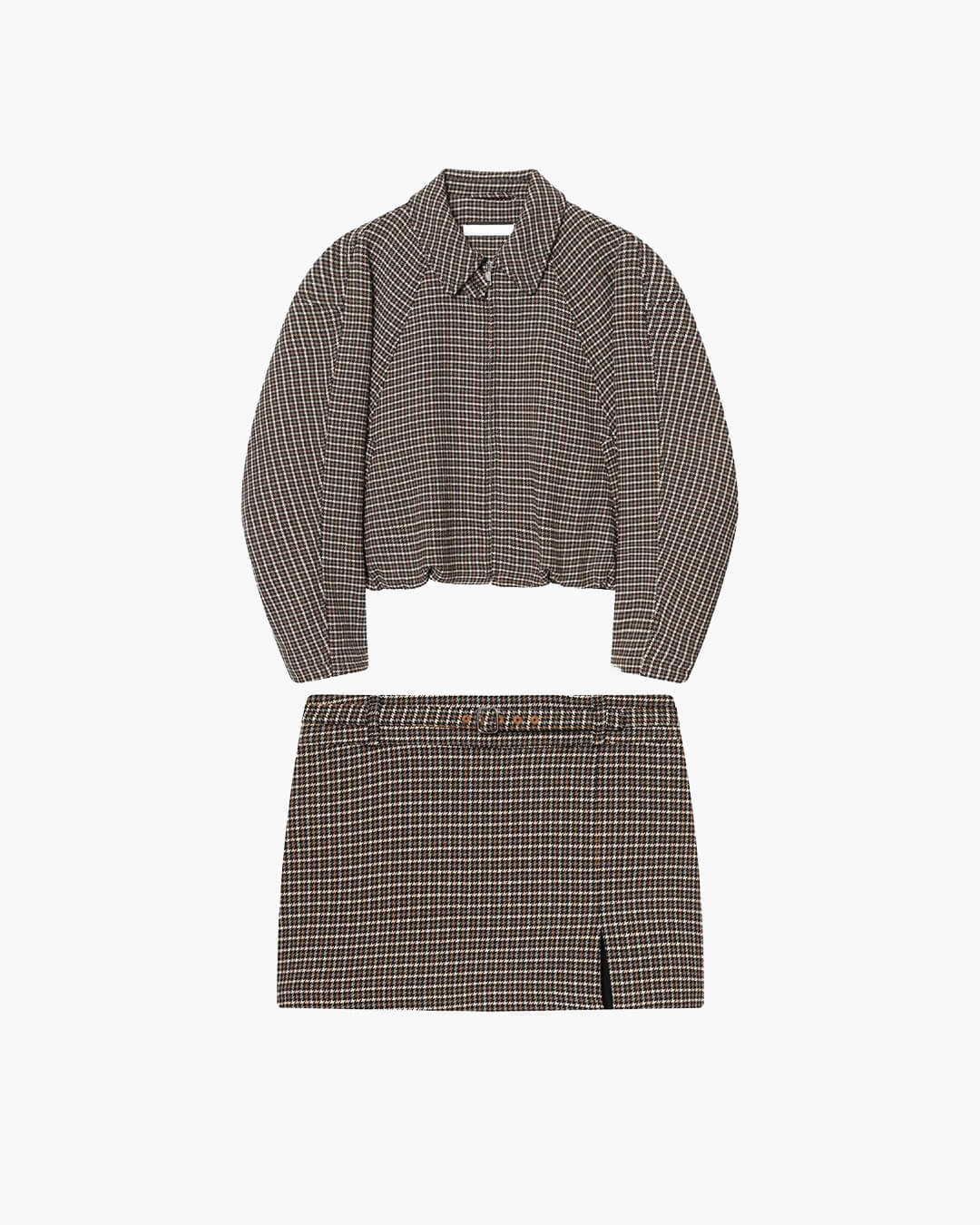 SOERA Mia Houndstooth Zip Jacket Suit - Matching Sets - SOERA-862659-SUI-XS-20547 Suit - Jacket + Skirt XS