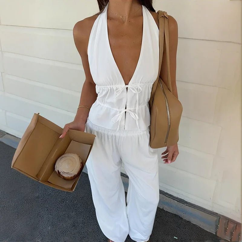 SOERA Renata Halter Cotton Two - Piece Set - Matching Sets -  White L