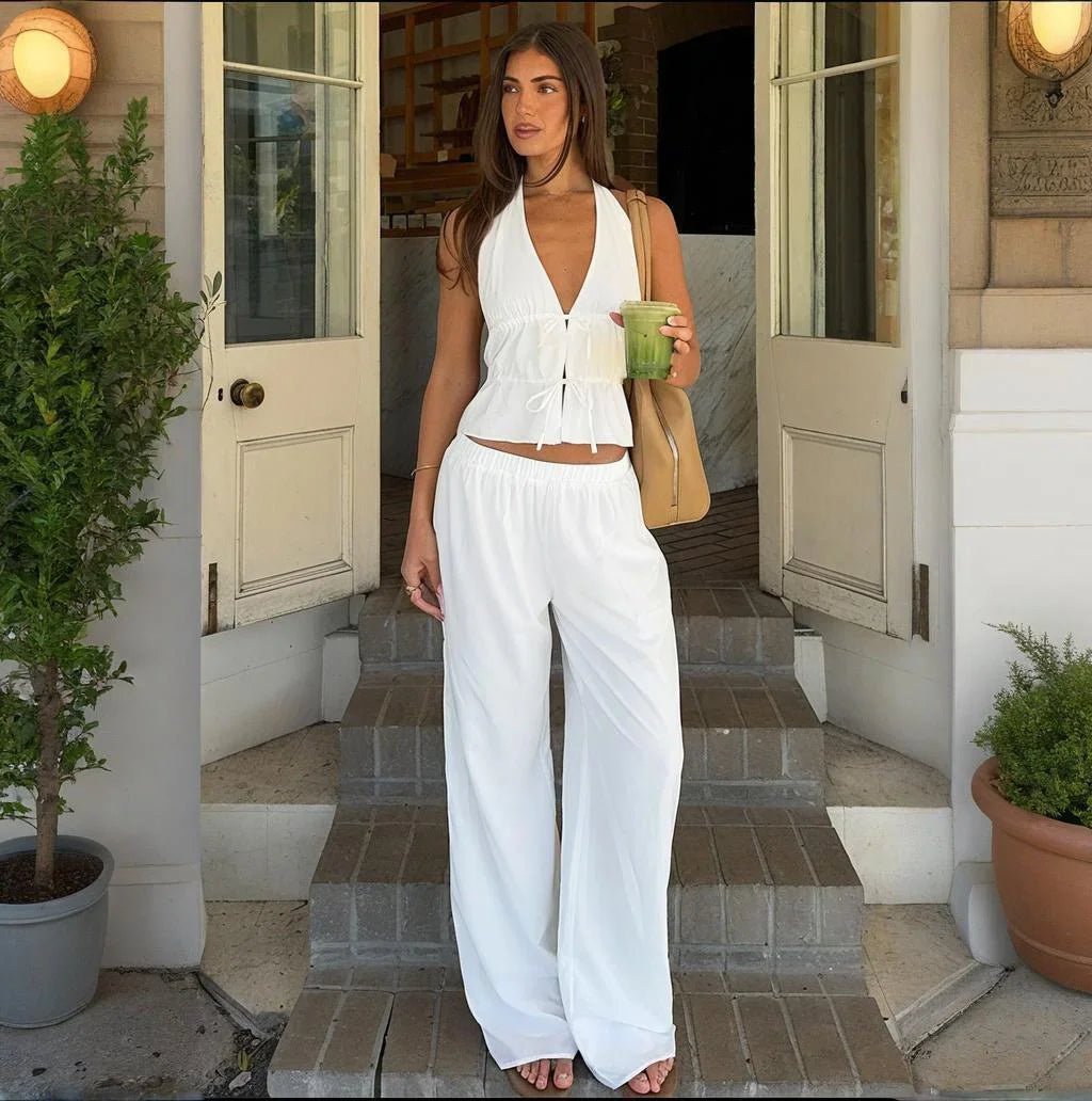 SOERA Renata Halter Cotton Two - Piece Set - Matching Sets -  White S