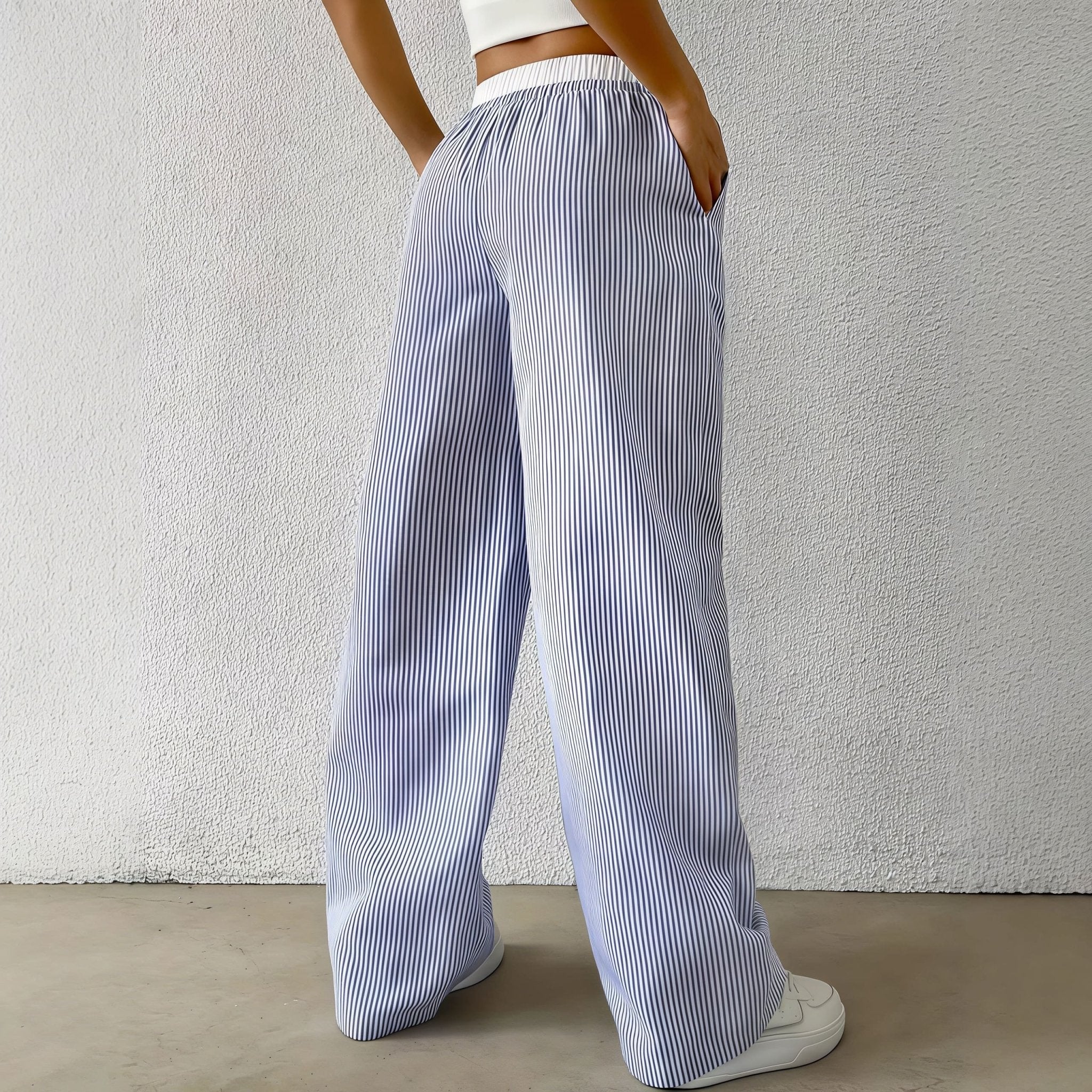 SOERA Beatrice Striped Straight Casual Pants - Pants -  Blue L