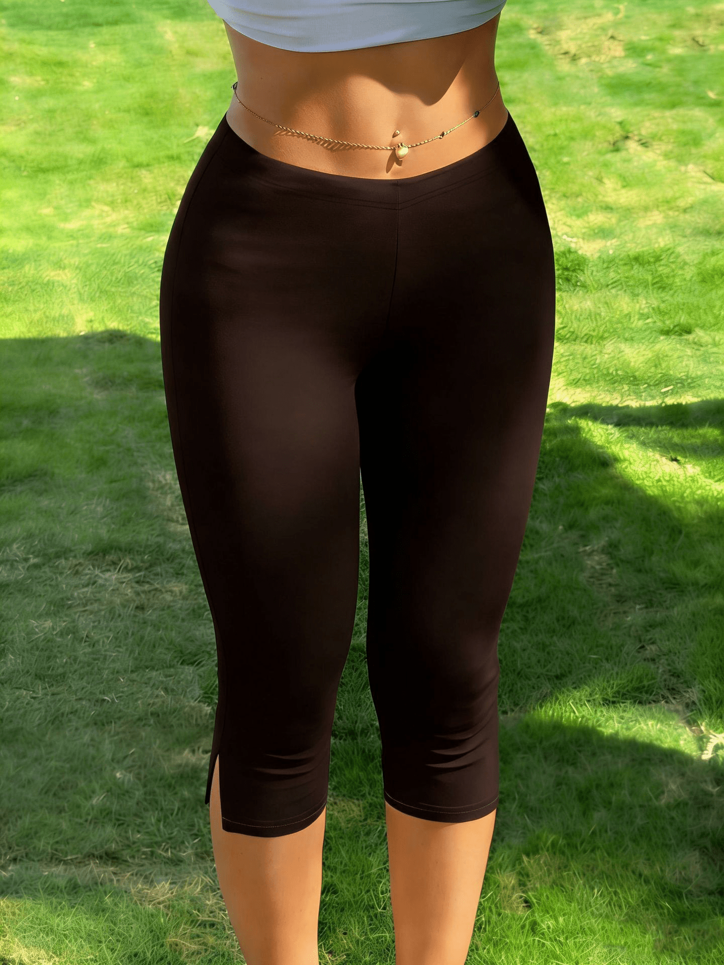 SOERA Halia Split Hem Capri Leggings - Pants -  Coffee S