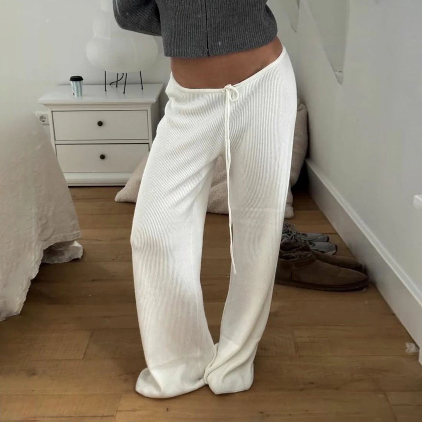 SOERA Lorena Knitted Lounge Pants - Pants - 1005010265045200-;qA1774012026644470725 White S