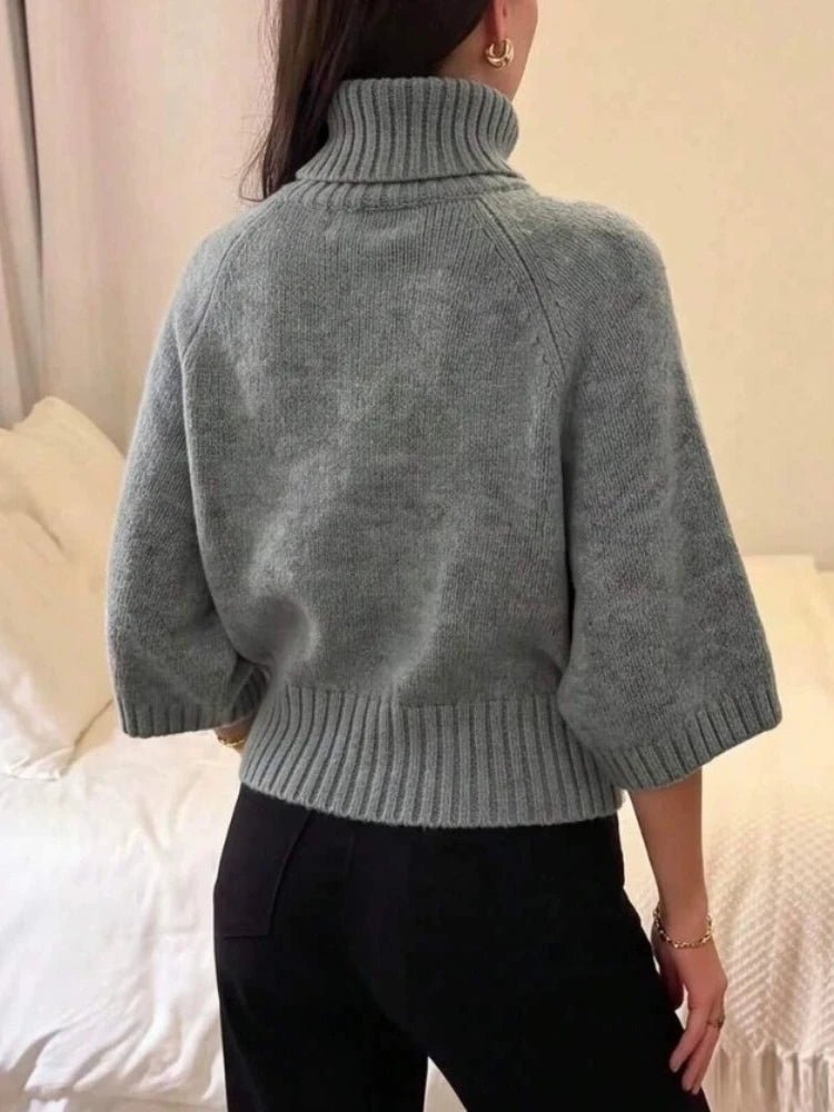 SOERA Olivia Ribbed Knit High Neck Sweater - Sweaters - SOERA-314627-GRE-S-24515 Grey S