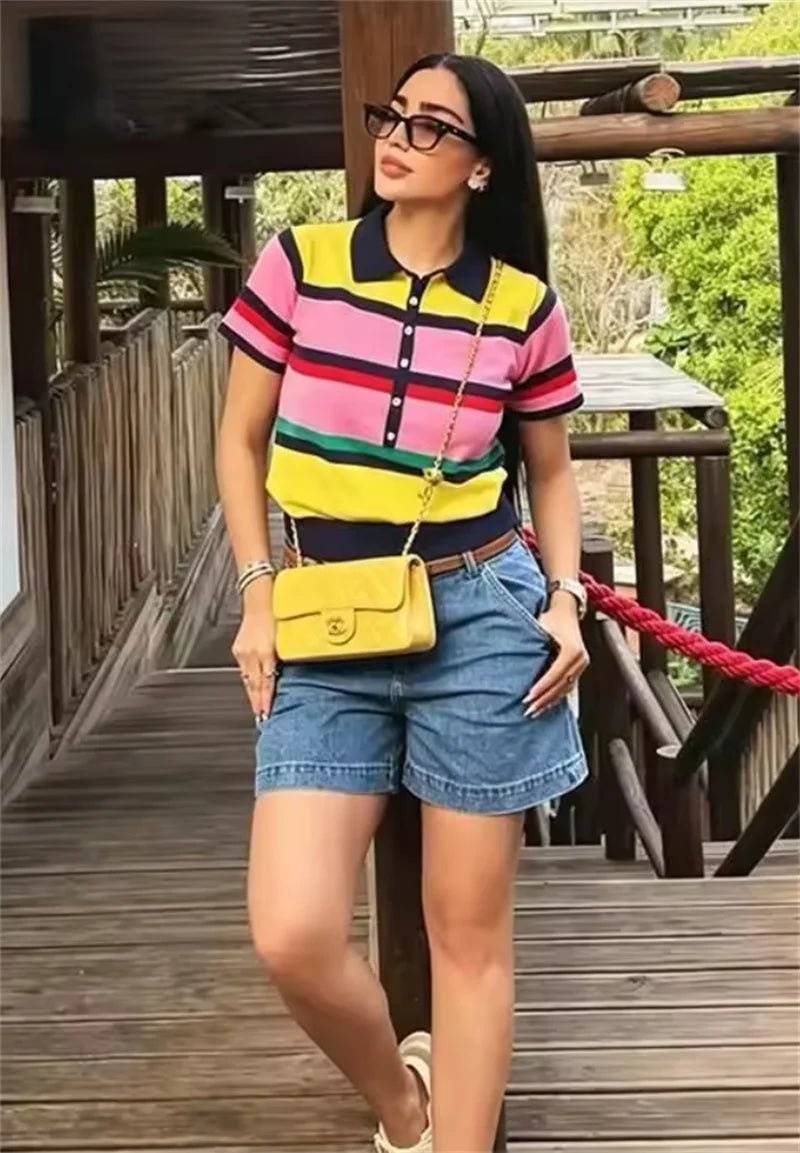 SOERA Aisonde Colorblock Polo Knit Top - Top - SOERA-701315-AST-L-33155 L