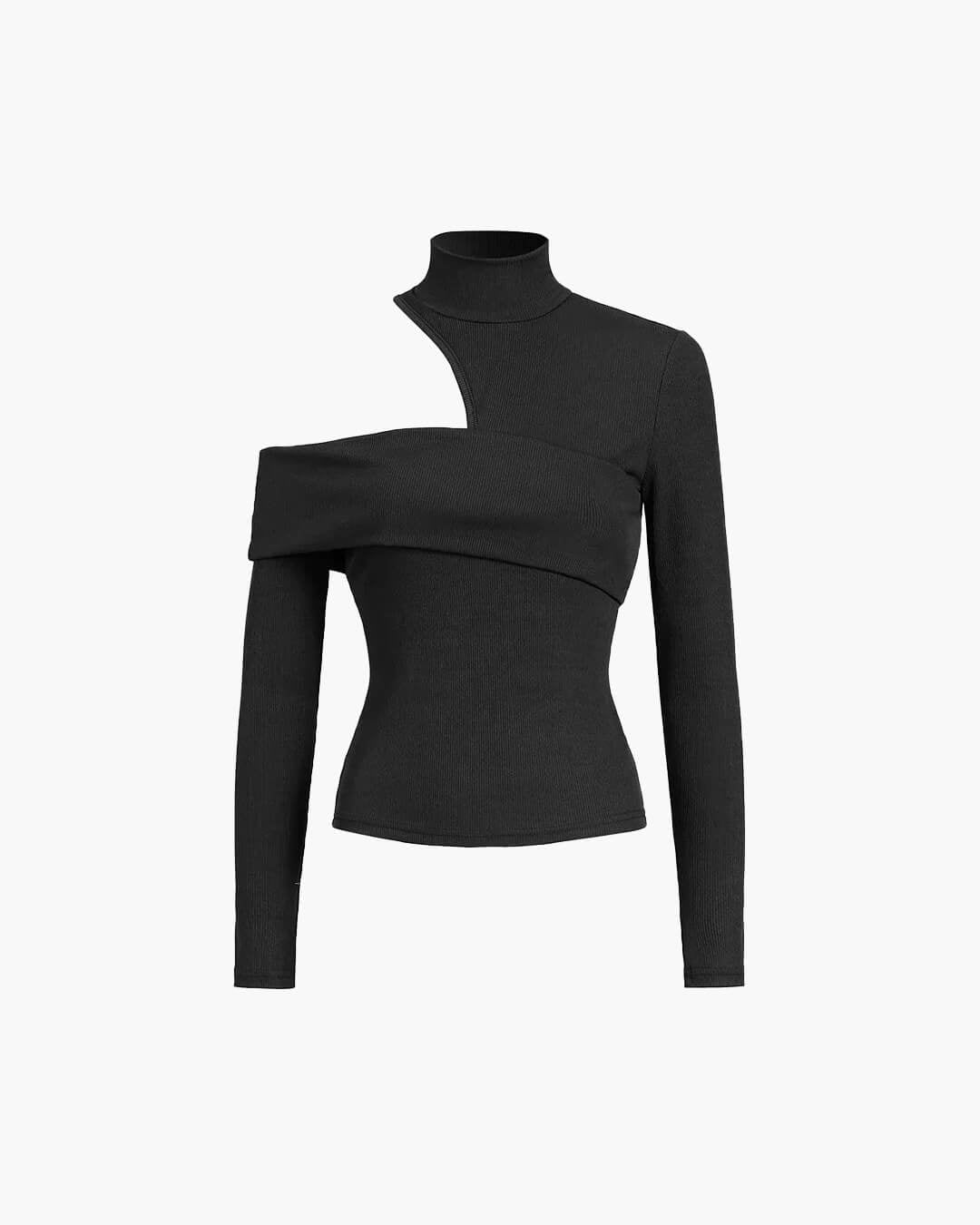 SOERA Hazel Cutout Shoulder Knitted Top - Tops - iL1767687510930718835 Black L