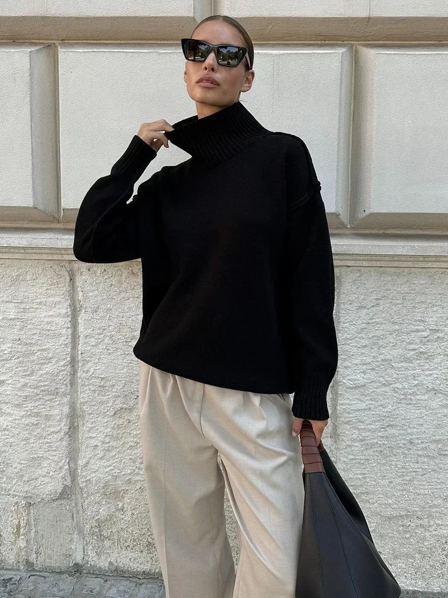 SOERA Katie Turtleneck Knit Sweater - Tops - 1005007526537365-;kc1763050844741200336 Black S